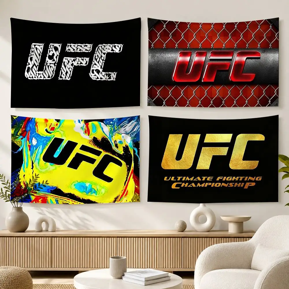 MMA Sports U-UFC Logo  Flags Wall Hanging Background Art Banner for Bedroom Home Outdoor Decor