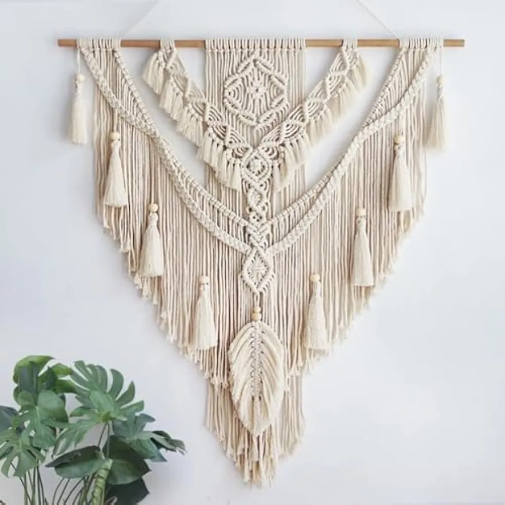 Large Boho Tapestry Macrame Wall Decor Art- Chic Bohemian Handmade Woven Tapestry Home Decoration for Bedroom Living Room