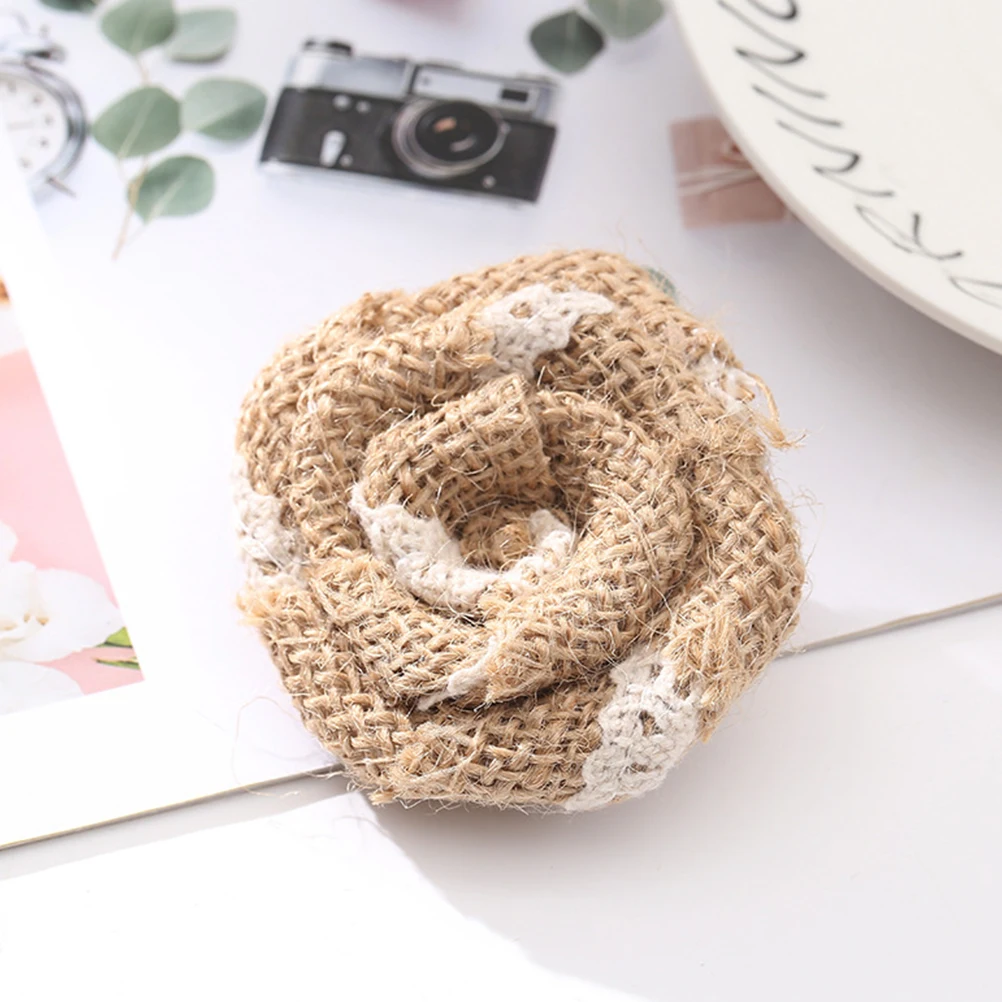 

24 PCS Decorative Flower Sackcloth Jute Christmas Centerpieces Rose Burlap DIY Vintage Handmade Materials Decorations