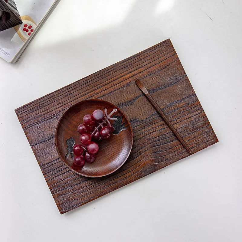 Wooden Storage Tray Rectangle Fruit Dessert Sushi Cake Plate Tea Cup Coffee Snack Breakfast Serving Tray Home Hotel Decoration