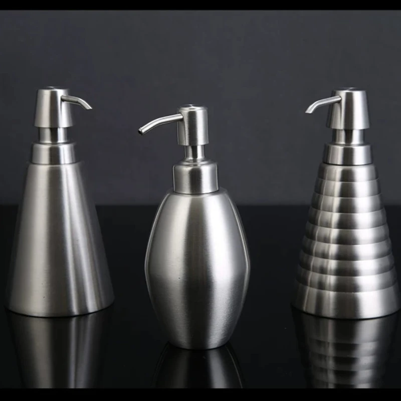304 Stainless Steel Hand Soap Dispenser Refillable Shower Gel Container Lotion Pump Vessel Shampoo & Dish Soap Storage Bottle