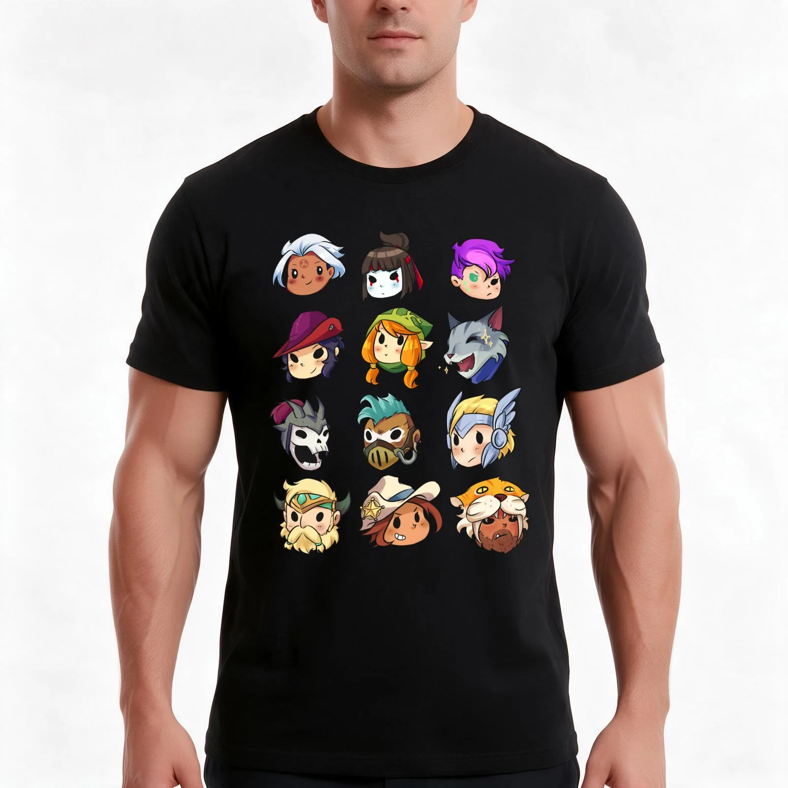 Brawlhalla Legends Set 2 of 2 T-Shirt, Summer Casual Cotton Tee, Oversized Streetwear Tops, Vintage Graphic Print, 100% Cotton