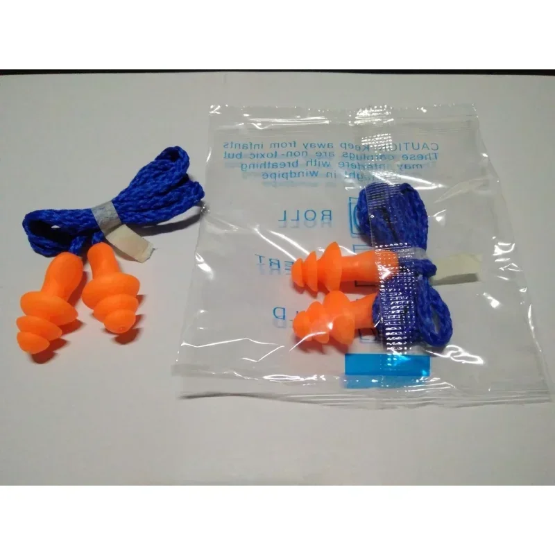 10pcs Individually Wrapped Non Toxic Soft Silicone Corded Ear Plugs Reusable Hearing Protection Rubber Earplugs Protector