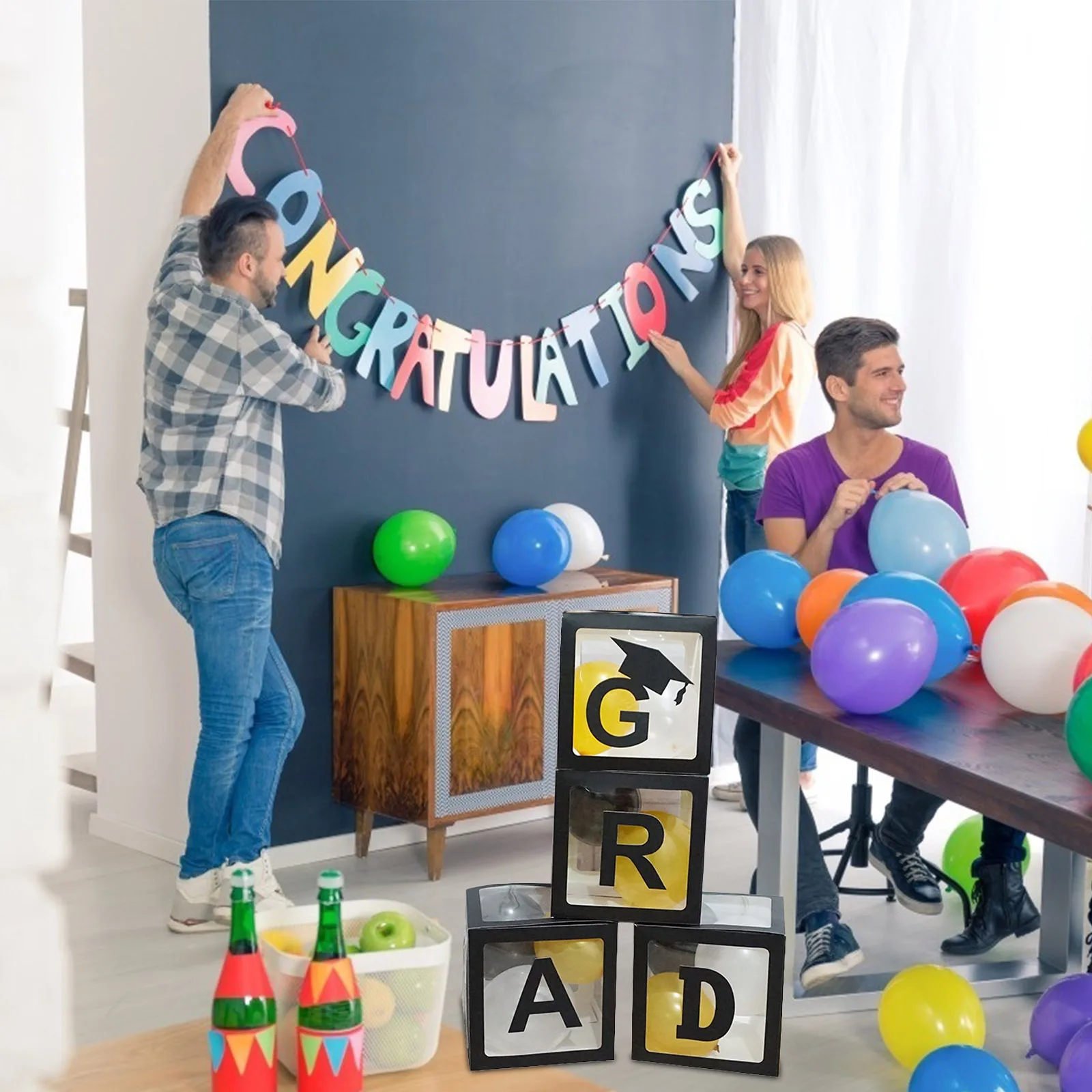 

Graduation Balloon Boxes 2024 Party Decoration Props Collapsible Reusable Storage Container Balloons Protective Cases Box