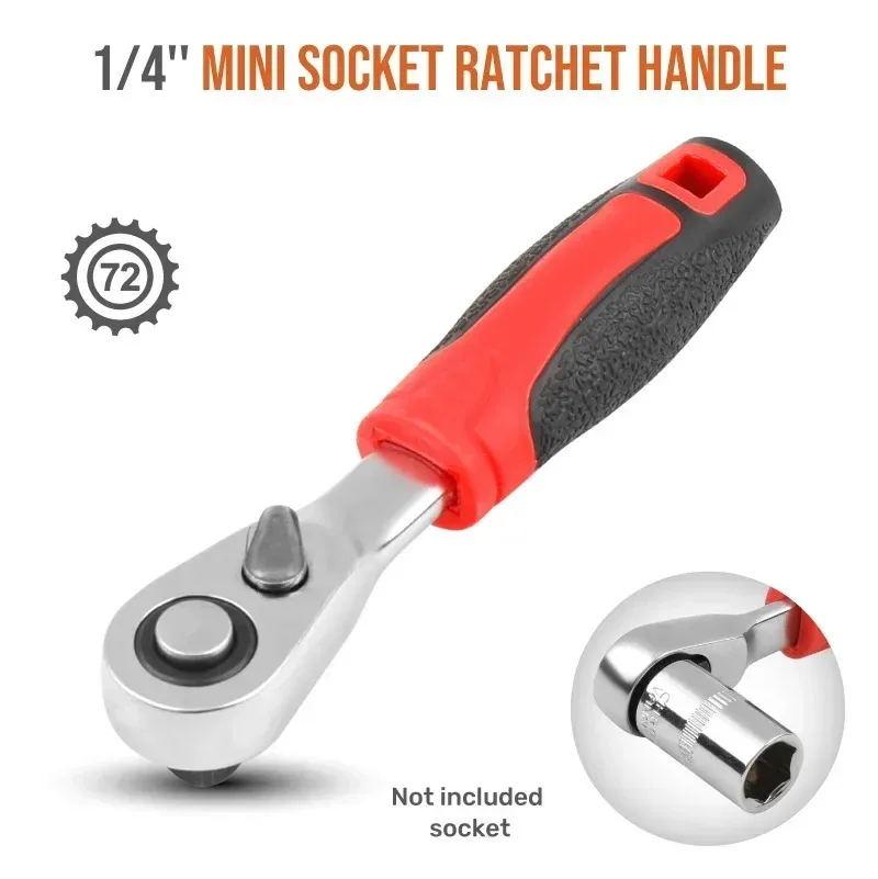 Ratchet Socket Wrench Screwdriver 72-tooth Small Mini Quick Wrench 1/4-6.35mm Batch Head Socket Handle Spanner Hand Repair Tools