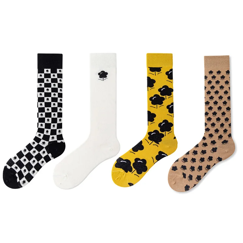 

Calf socks Japanese retro jacquard long tube women's socks Korean version pure cotton knee socks