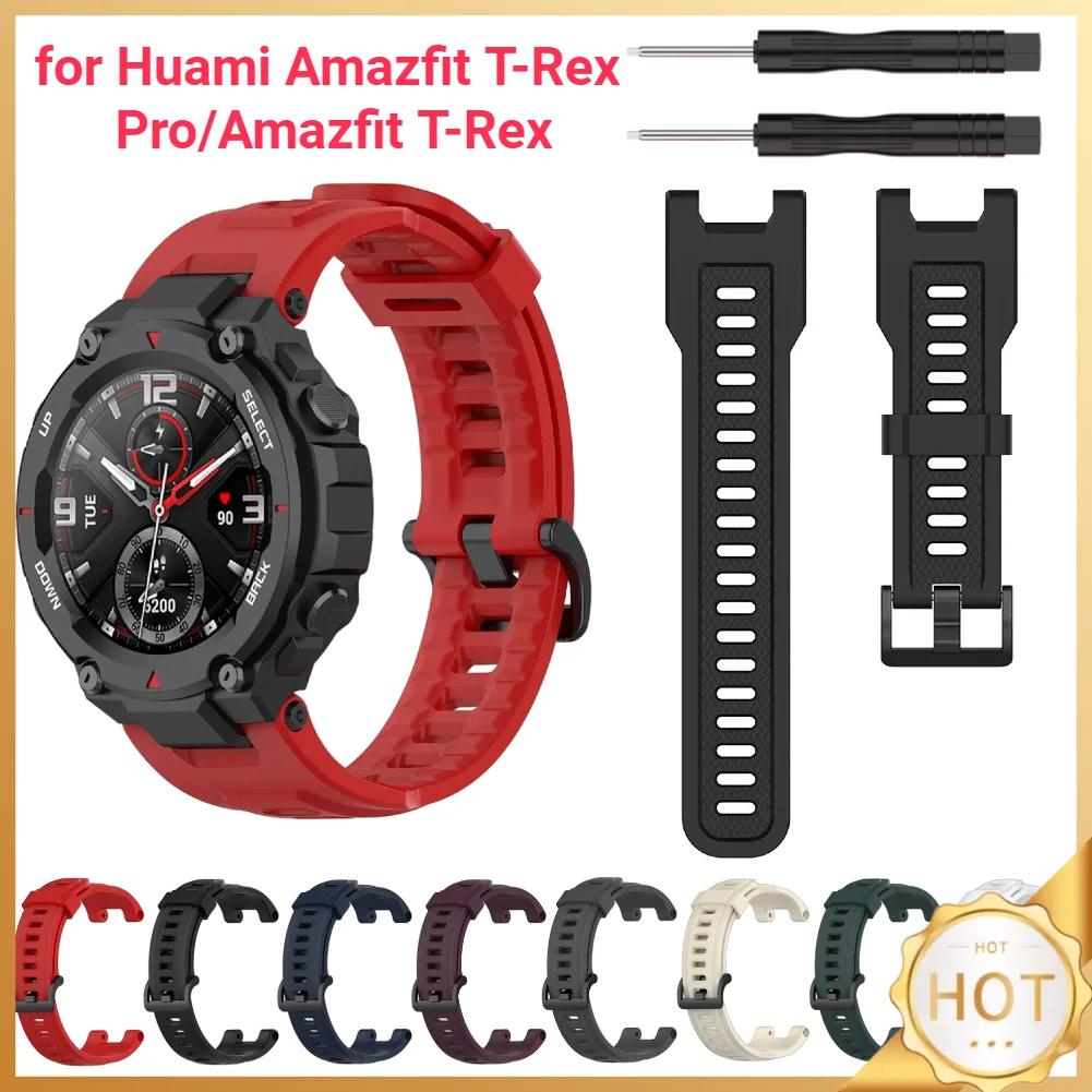 Silicone Sport Replacement Watch Band for Huami Amazfit T-Rex Pro/Amazfit T-Rex Smart Watch Wrist Bracelet Strap Watchbands