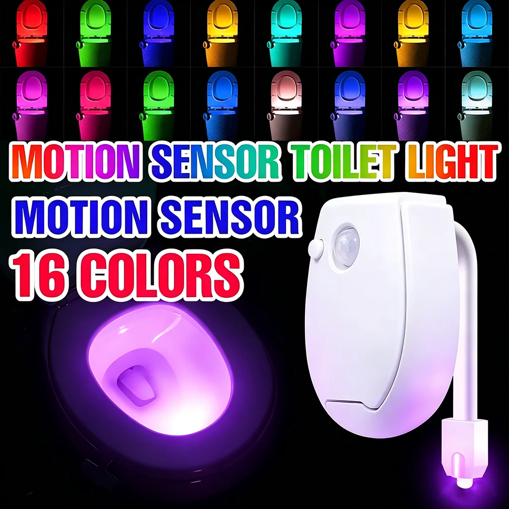 LED Toilet Lamp Waterproof Toilet Bowl Seat Backlight Smart PIR Motion Sensor Nightlight WC Atmosphere Lighting 7 Colors 3 Modes