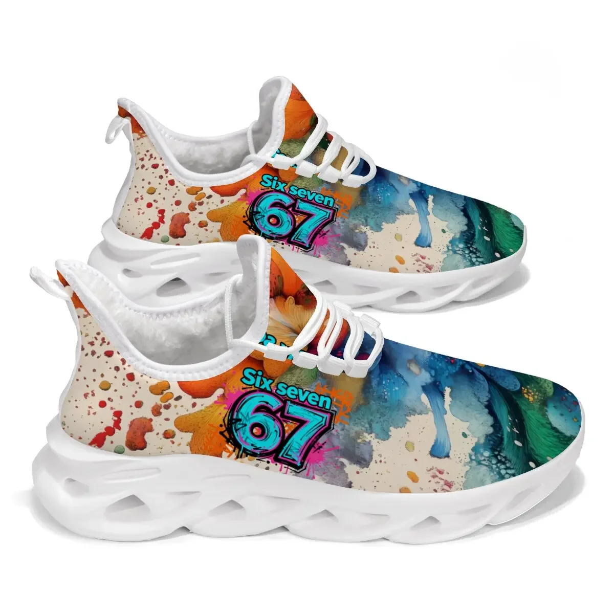 

Personalized Digital and Letter Pattern Gradient Color Block Fashionable Couple Style Large-sized Lace-up Casual Shoes