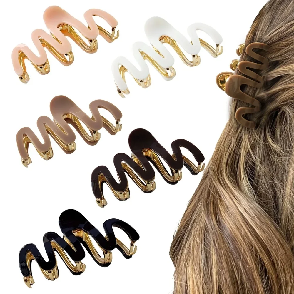 

Korean version of acetic acid grab clip metal disc hair ponytail hair claws wavy versatile hair accessories women's ball head