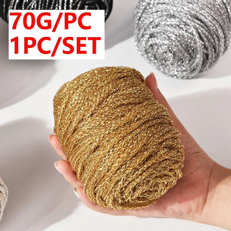 

70G 1PC DIY Cotton Metallic Braid Rope Cotton Metallic Braid Rope for Wall Hanging Decoration Christmas Decoration Rope