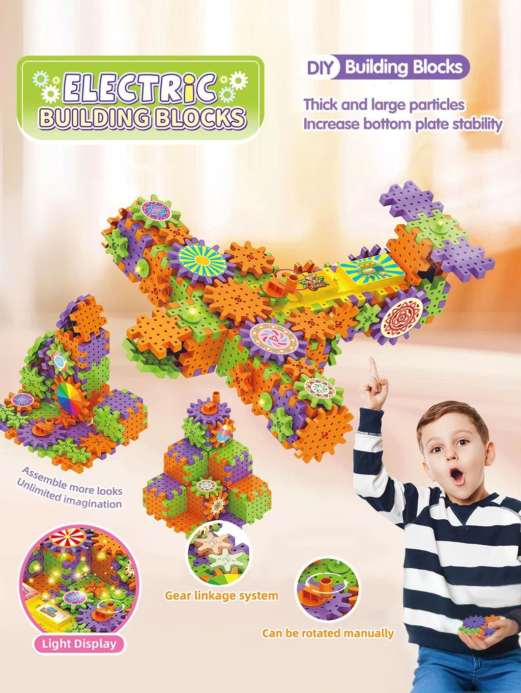 Zestaw klocków konstrukcyjnych z elektrycznym napędem dla dzieci, zabawka do samodzielnego montażu, rozwijająca wyobraźnię, prezent na urodziny dziecka na Halloween.