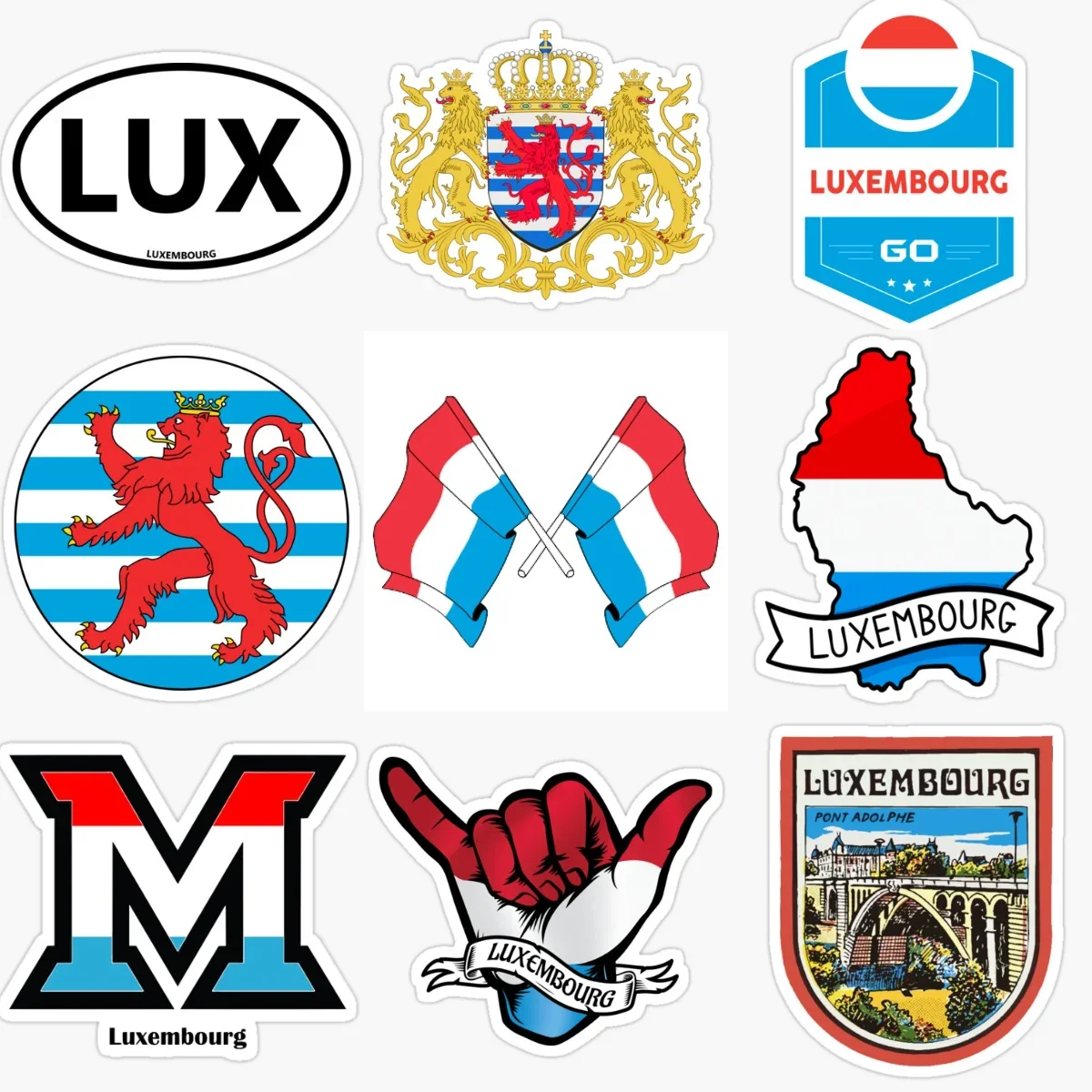 

LUX Luxembourg Flag Map National Emblem Lion Creative Car Sticker for Decorate Car Bicycle Window Helmet Wall Decal Accessories