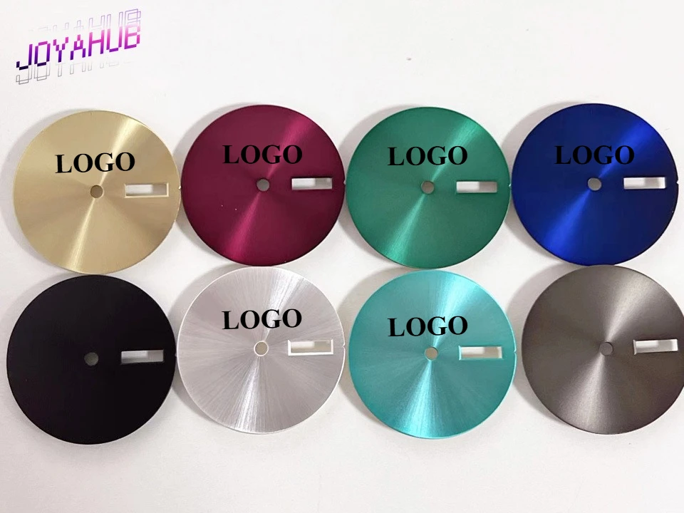 Custom LOGO MinimallySolid Color Watch Dial No Scale 28.5MM No Fluorescence Double Calendar Dial for NH35/36 Movement Modified