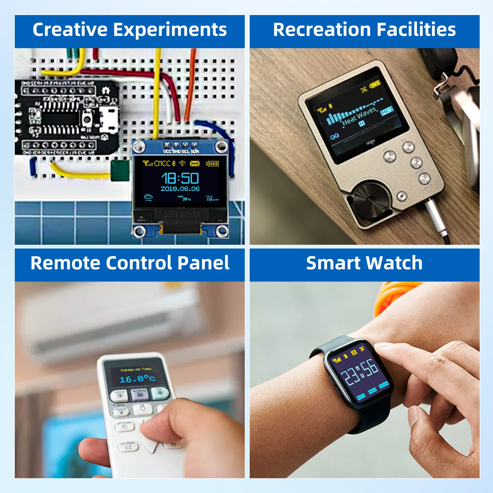 0.96 1.3 Inch I2C OLED Display Module with 4 Pins 128X64 SSD1306 SH1106 OLED Screen For Arduino ESP32 Raspberry Pi