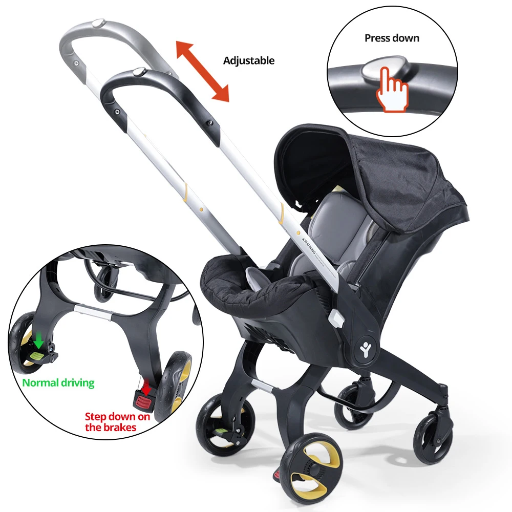 

Baby Stroller, It can be pushed in both directions, is portable and foldable, has a metal frame and an adjustable sunshade top - suitable for outdoor travel and as a gift during festivals