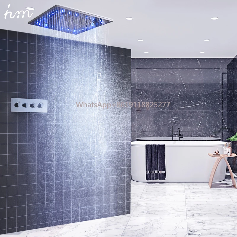 

Showers Panel For Bath Faucet Accessories Smart Bathroom Led ShowerHead Rain Concealed Mixer Set Stainless Steel Ceiling Mounted