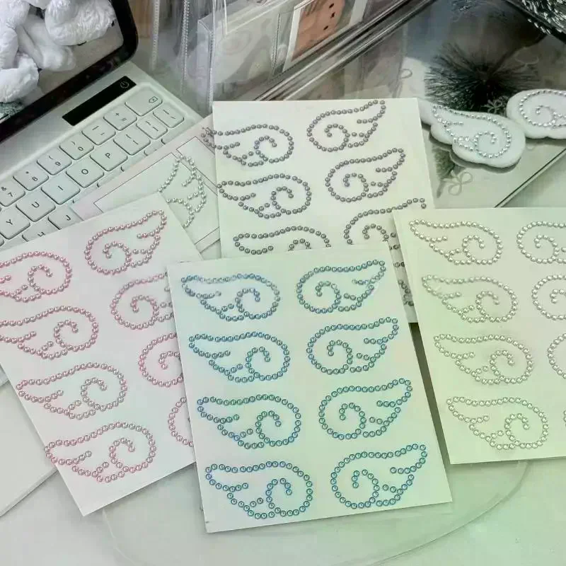 1/5 Sheets Self Adhesive Jewelry Crafts Sparkly Rhinestone Decals 3D Acrylic Angel Wings Crystal Stickers DIY Decor Gifts