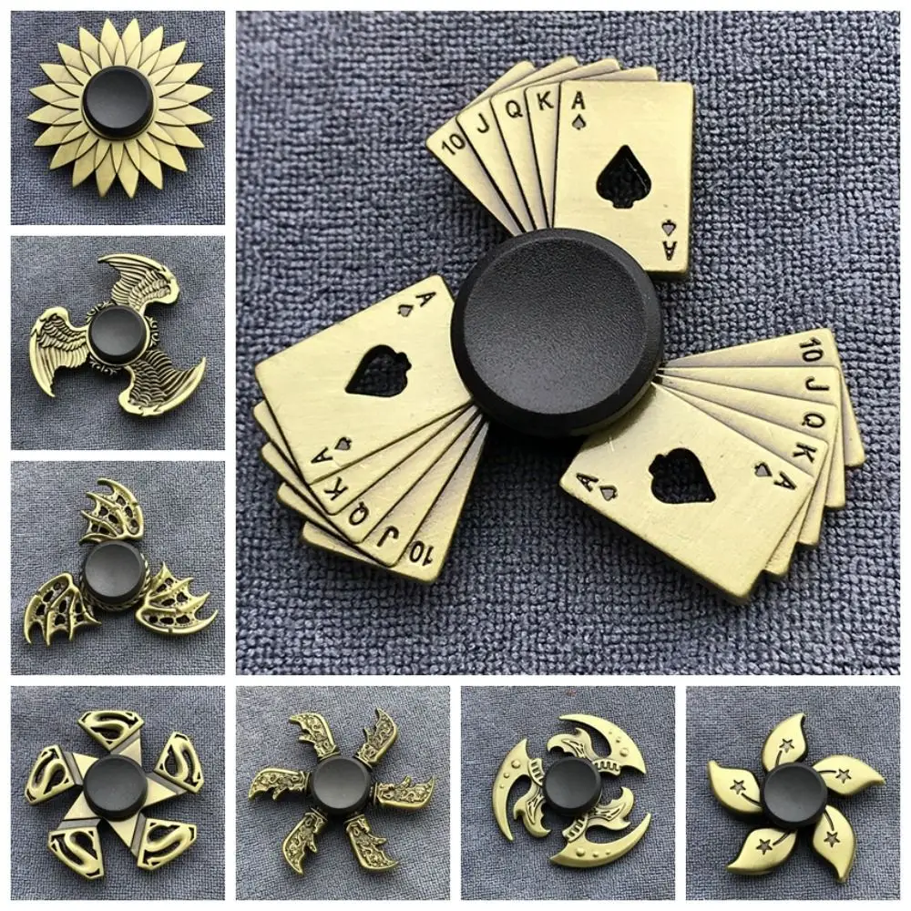 Office Desk Toys Brass Color Finger Spinner Metal ADHD Anxiety Fidget Spinner Exterior Smooth Cool Hand Spinning Kids Toys