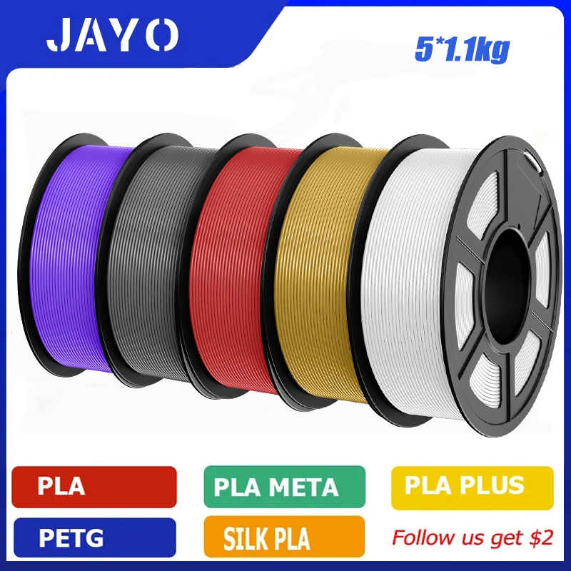 

JAYO PETG/PLA/ABS/TPU/PLA PLUS/PLAMeta/ 5Rolls 2.5KG/5.5KG 3D Filament 1.75mm 100% No Bubble FDM 3D Printer Materials DIY Gift