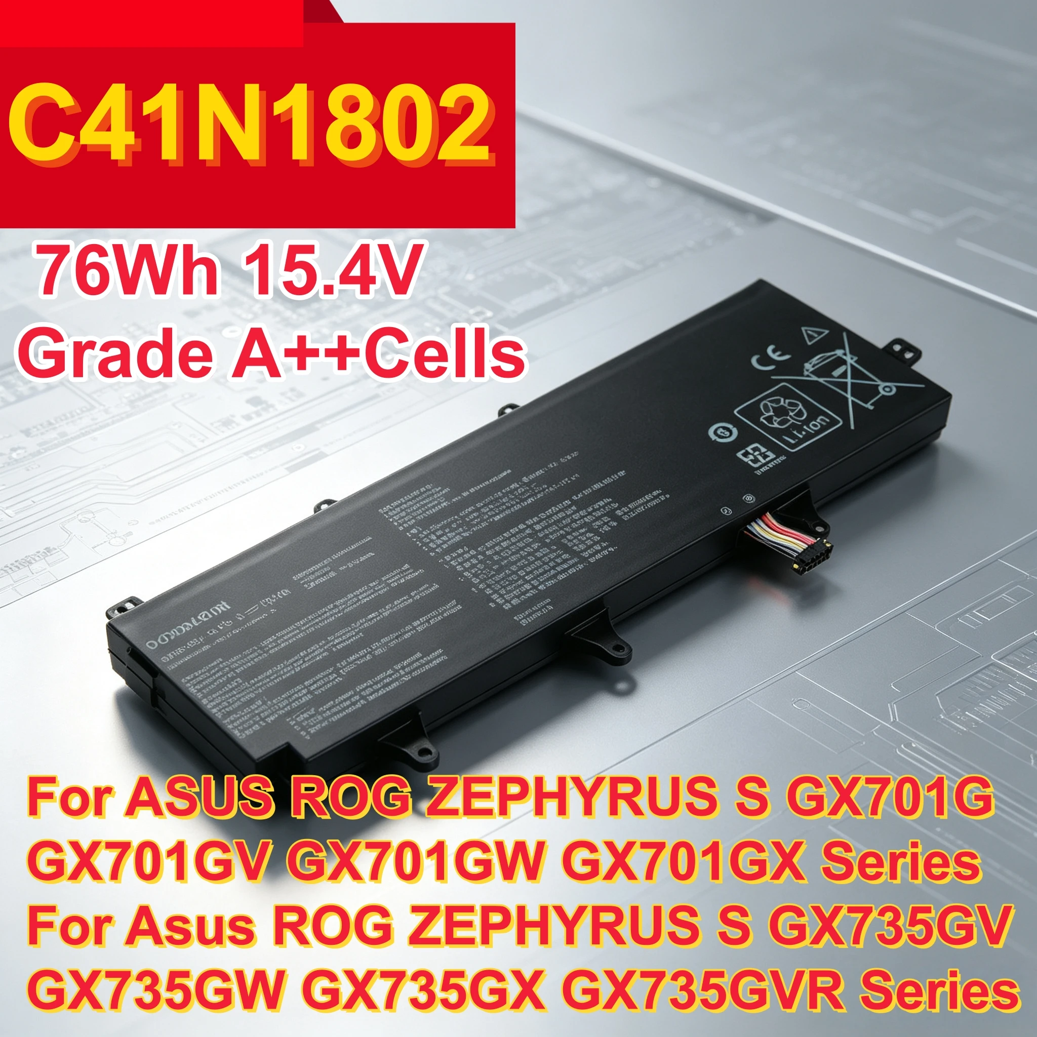 Factory Direct C41N1802 Battery For ASUS ROG Zephyrus S GX701G GX701GV GX735GW GX735GX Gaming Notebook Replacement Battery