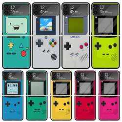 Gameboy Boy Game Phone Case for Samsung Galaxy Z Flip6 5G Flip4 Flip5 Flip3 Black Cover Z Flip 6 5 4 3 PC Shell Coque Galaxy Z F