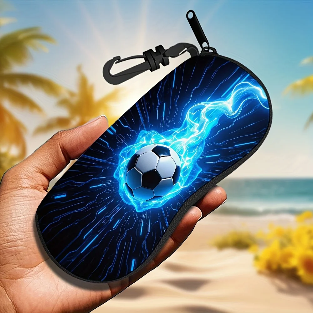 1pc, Soccer Ball Print Portable Glasses Case, Lightweight and Stylish, Perfect for Storing and Swimming Goggles