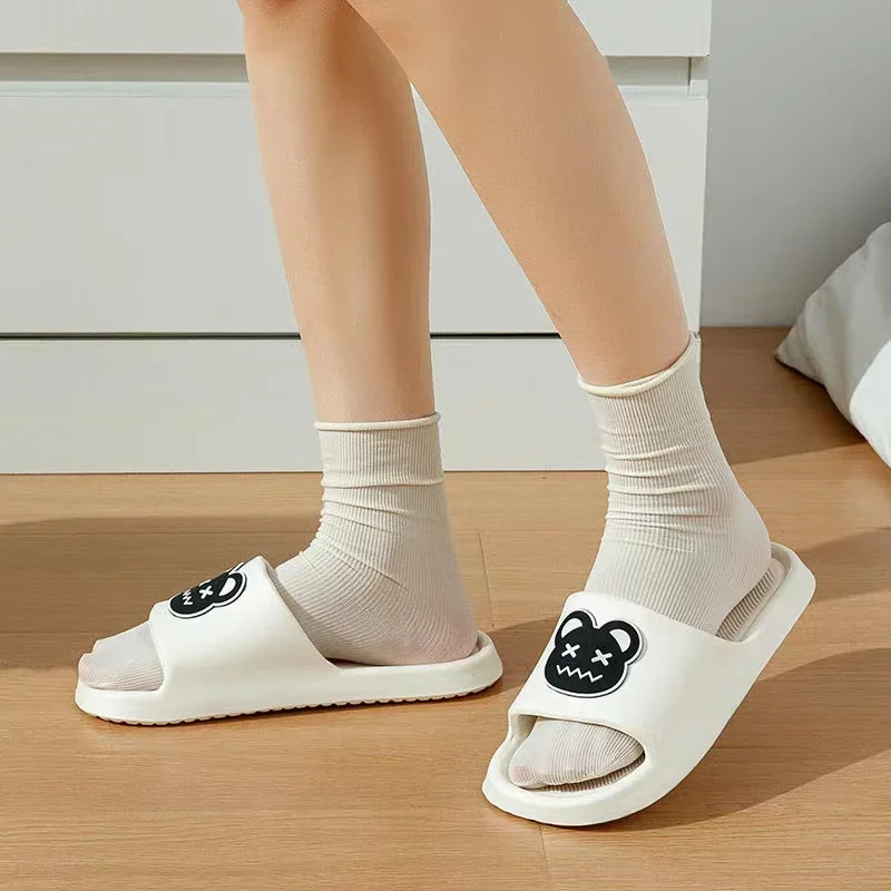 Women's Slippers Indoor Bathroom Summer New Anti-slip and Anti-odor Thick Sole Cartoon Bear Slippers Men's Home fashion Slippers