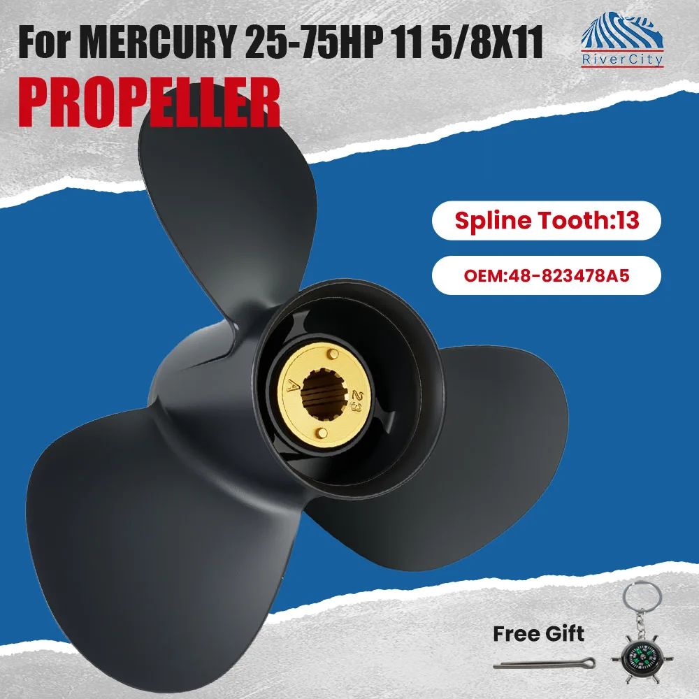 For Mercury 11 5/8x11 Outboard Propeller 3 Blade 13 Spline For 50hp 60hp 70hp Aluminum Alloy Screw Motor Ship Marine Engine Part