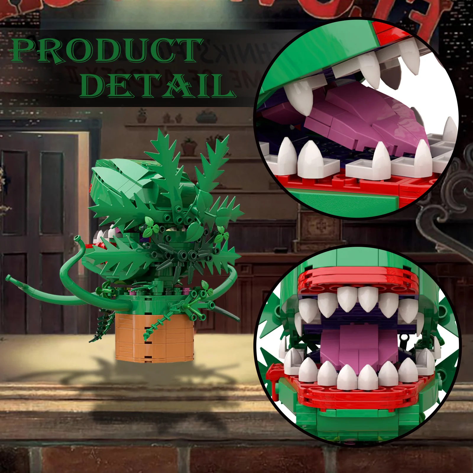 Juego de bloques de construcción Audrey II para niños y adultos, flor de piraña, Kit de construcción de la pequeña tienda de los horror, juguetes de