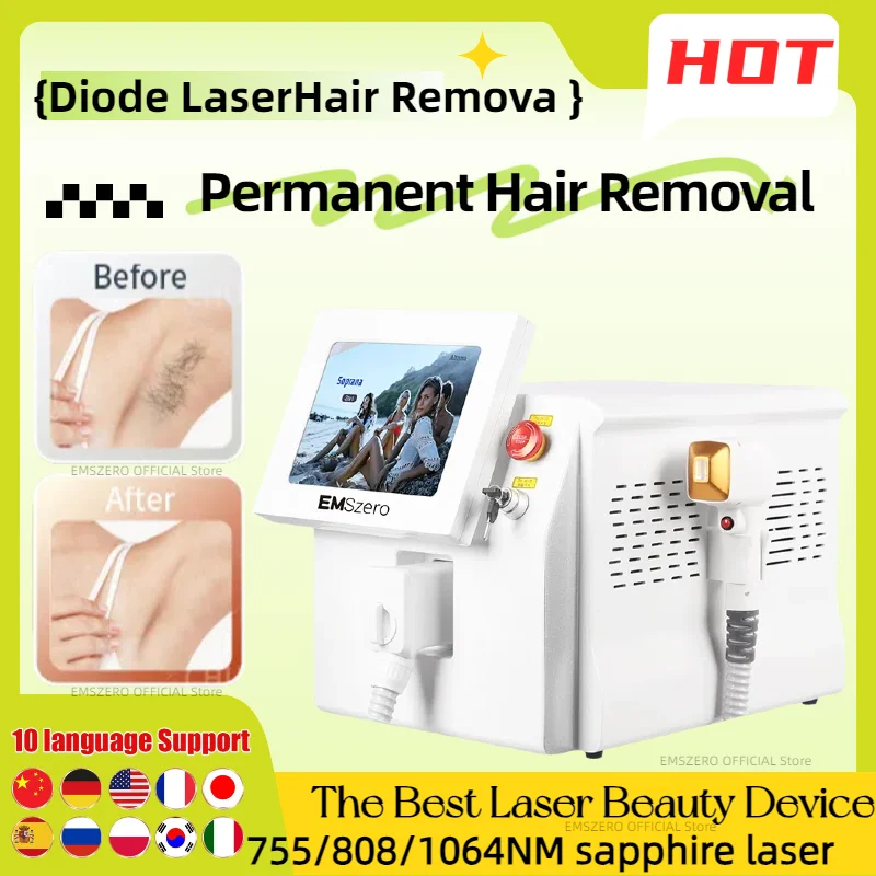 

2024 Professional Laser Epilator Ice Titanium Permanent Hair Removal 3 Wavelengths Diode Laser remove hair Machine for salon