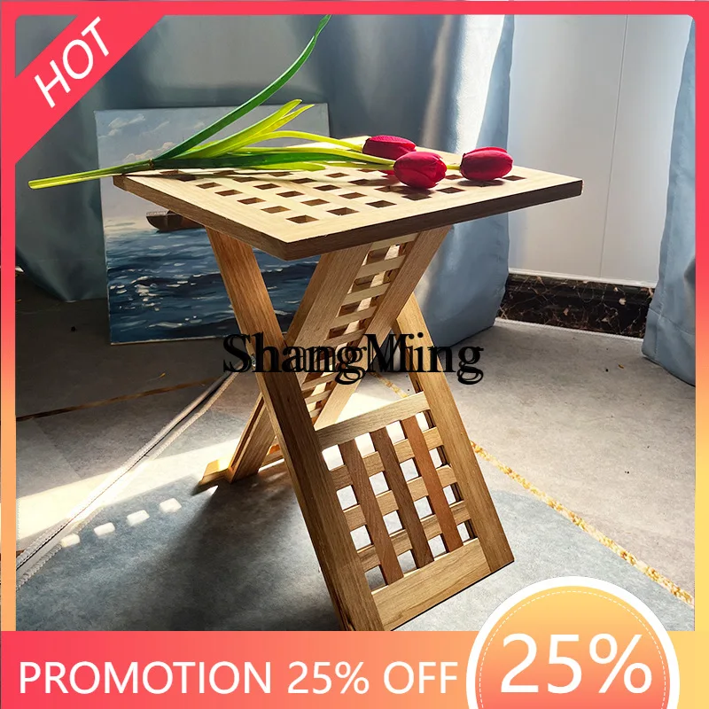 SM wood coffee table installation-free folding table household outdoor integrated wooden dining table