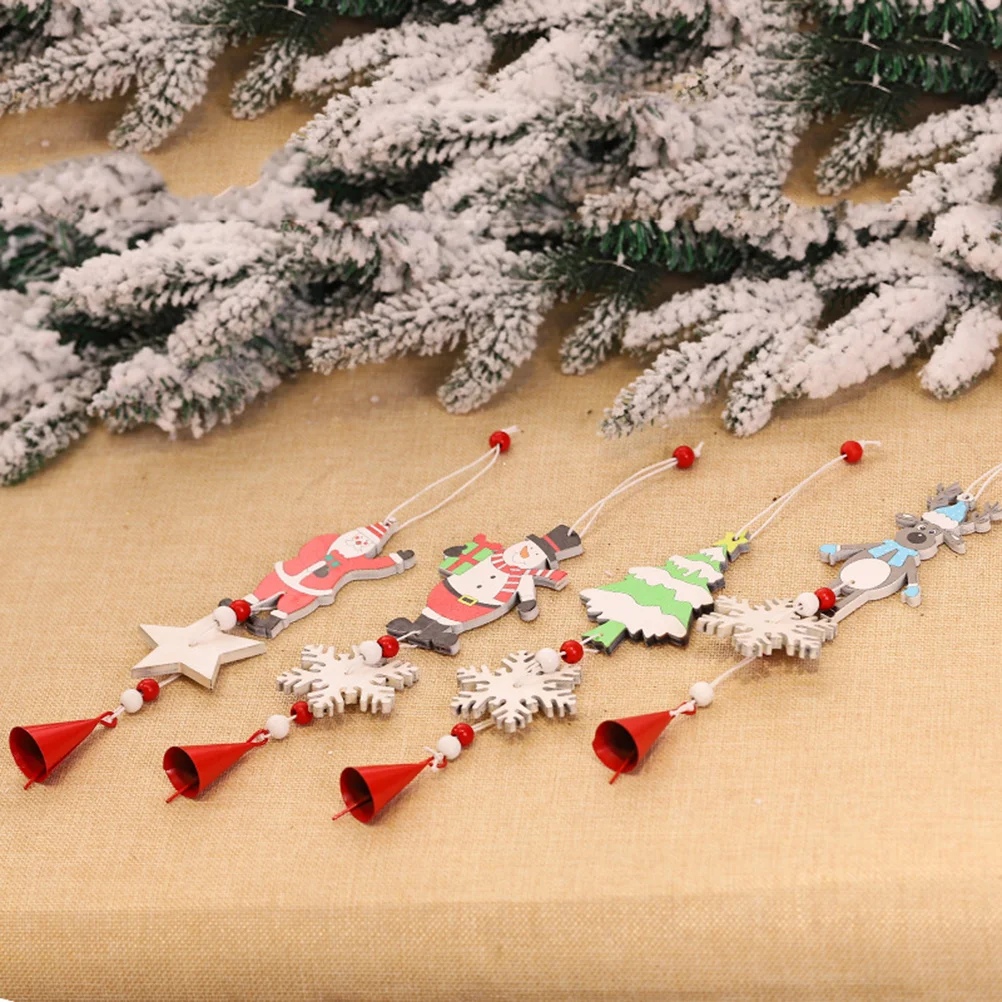 

2Pcs Wood Bells Ornaments Colored Lightweight Christmas Hanging Decorations Christmas Tree Ornaments Party Supplies