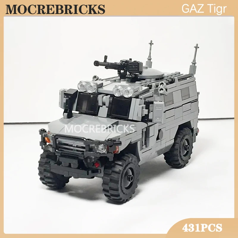 

Military Weapons Russian Gaz Tiger All-terrain Infantry Mobility Vehicle Building Block Armored Car Model Bricks Toys Kid Gifts