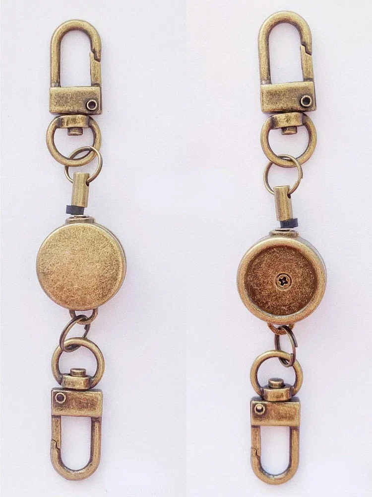 Antique Metal Key Holder Full Metal Retractable Badge Reel with D-shaped Clasps Access Card Holder