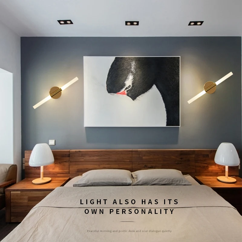 Modern Led Wall Lamps Long Strip Nordic Wall Sconce for Bedroom Bathroom Mirror Decor Living Room Corridor Background Gold/Black
