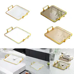 Serving Tray with Handles Multipurpose Food Tray Bathroom Decor Perfume Tray for Outdoor Patio Coffee Table