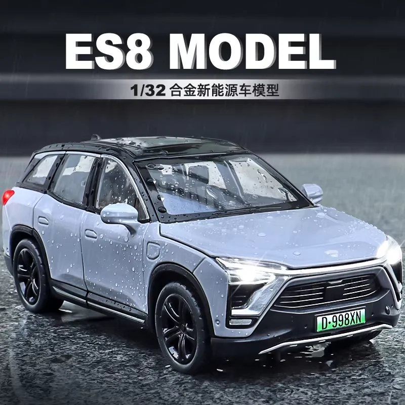 Schaal 1:32 NIO ES8 Li ONE Auto Speelgoedmodellen Legering Diecast Miniatuur Voertuig Speelgoed Geluid Licht Deuren Geopend Trek voor Kinderen Geschenken