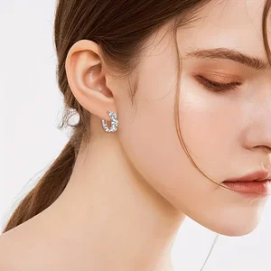 925 Women's hoop earrings, camellia pattern, beautiful elegant style, delicate daily casual gift for girls, exquisite rim 10 Main Sales Earring ring - №10