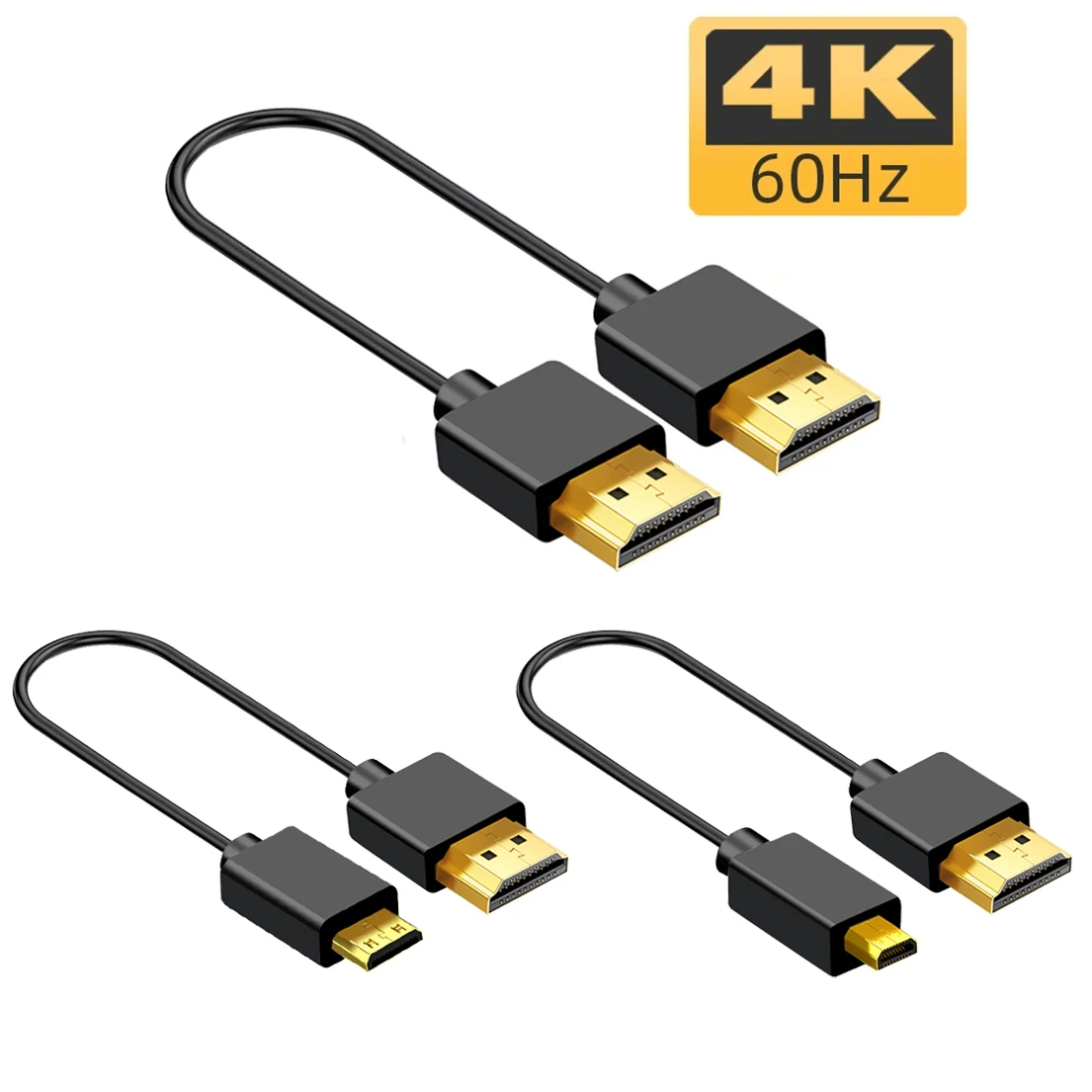 

Portable Slim HD2. 0 Cable 4K@60Hz 19+1Core Mini-HD/Micro-HD OD3.2mm Ultra-thin Cord for PC PS4 Camera Tablet HDTV