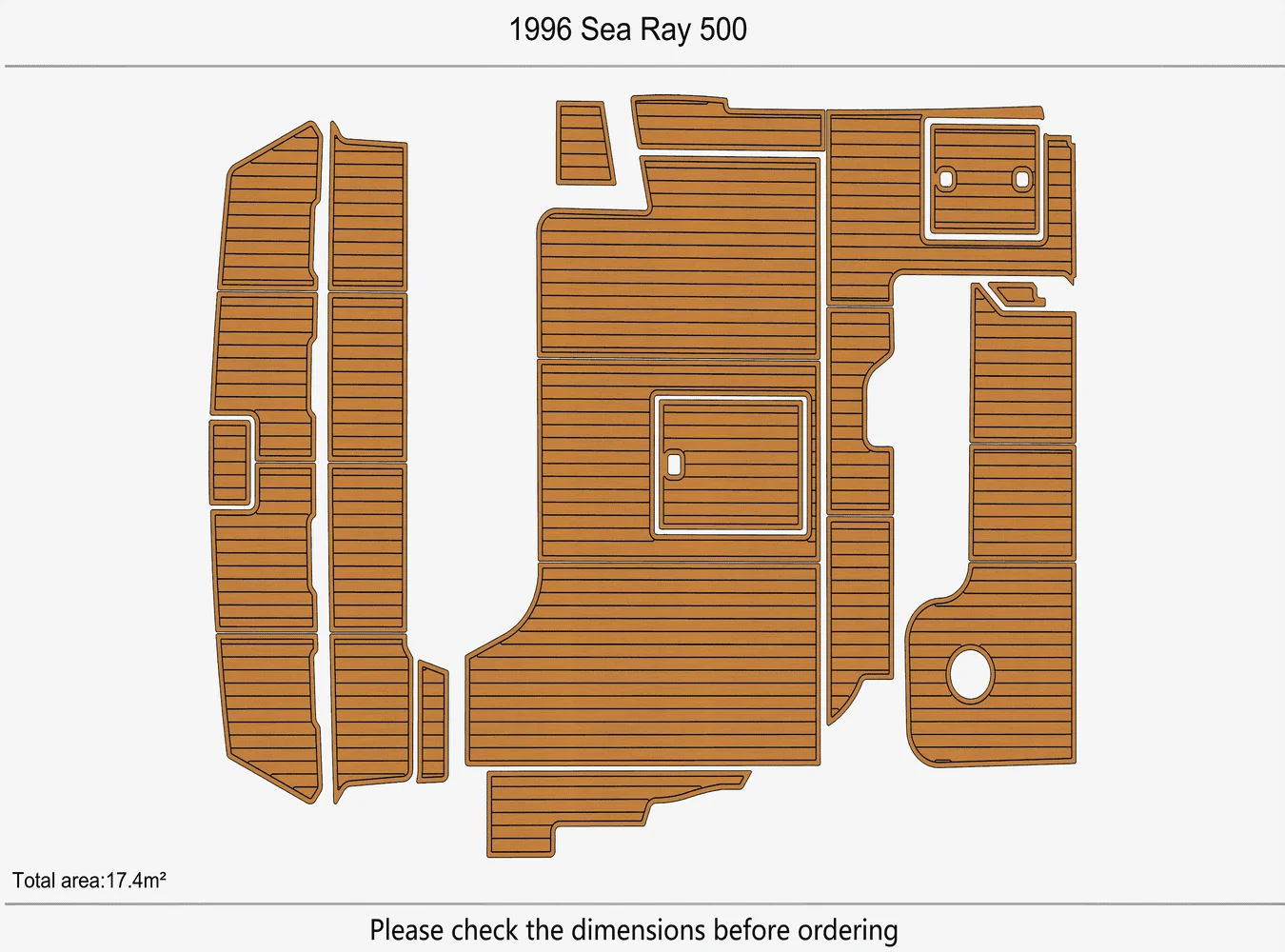1996 Sea Ray 500 1/4 Zoll 6 mm EVA-Schaum, rutschfeste PVC-Teak-Terrassendielen, Marinematte, Seadek Aqua-Teppich, Marineboden
