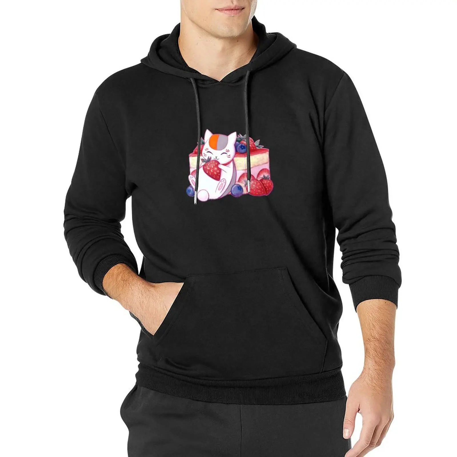 Nyanko With strawberry Pullover Hoodie autumn autumn new products anime clothing autumn clothes hoodie for men