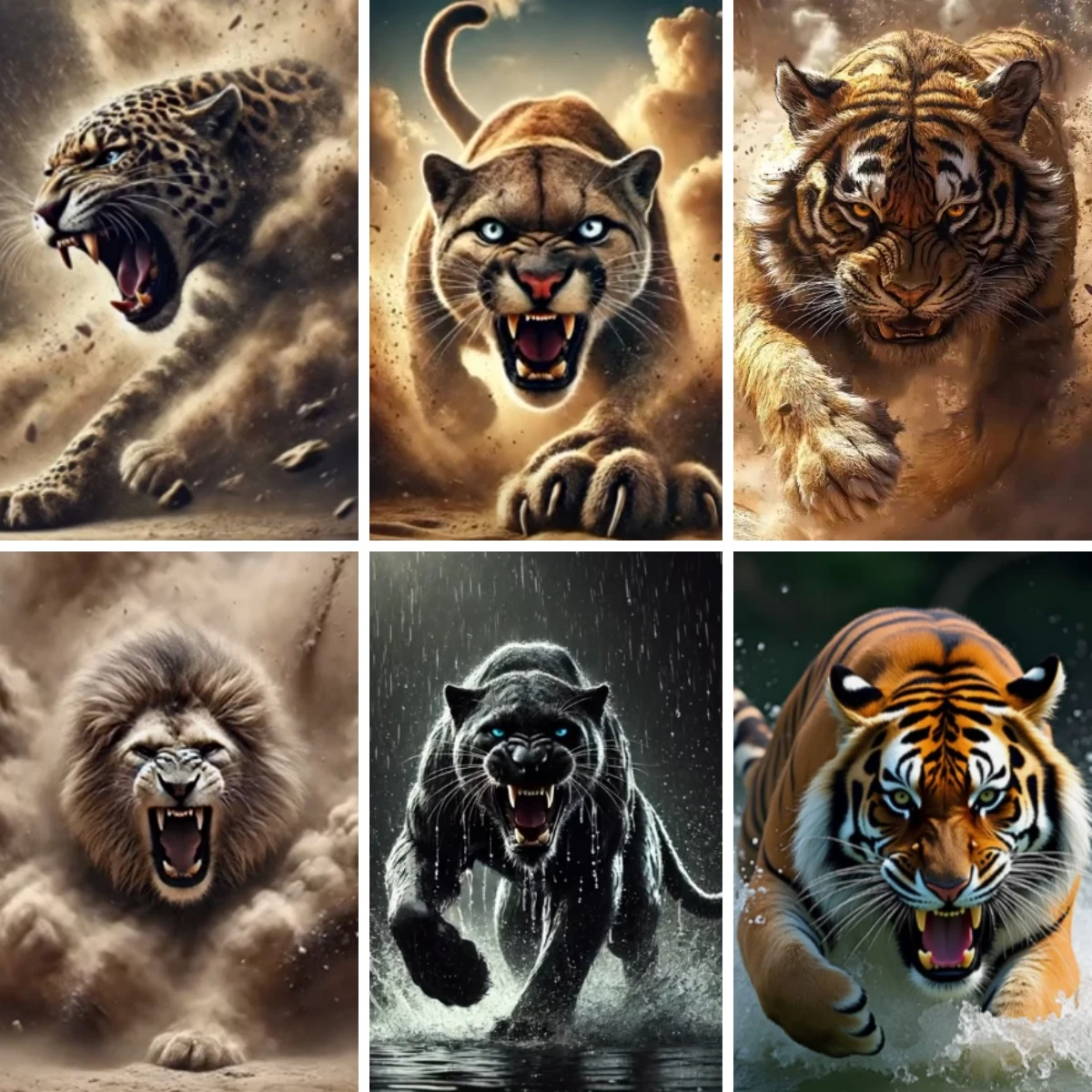 

DIY Diamond Painting Kits Fierce Leopard Jaguar Panther Lion Wild Animal Full Drill Diamond Art for Adults Angry Siberian Tiger