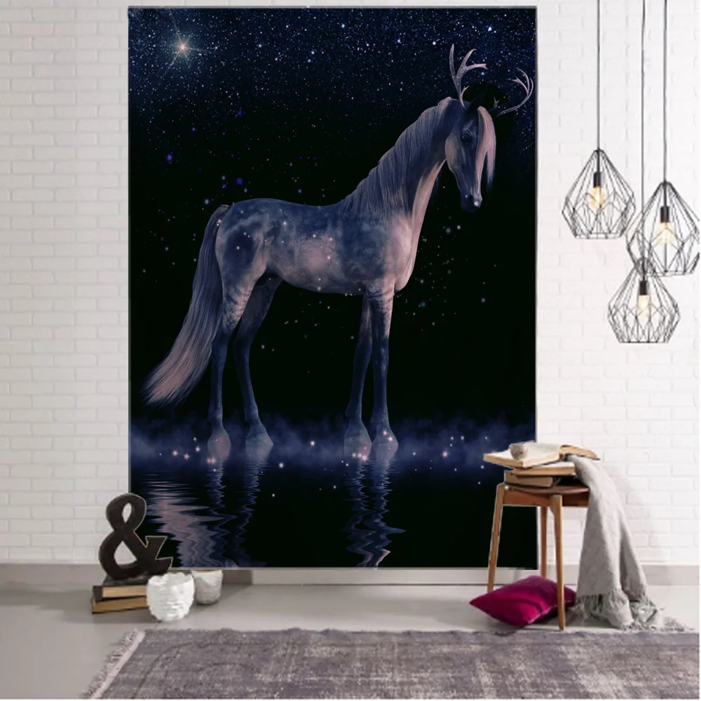 

Psychedelic animal aesthetics tapestry hippie cat lion wolf wall hanging living room bedroom decoration cartoon background cloth