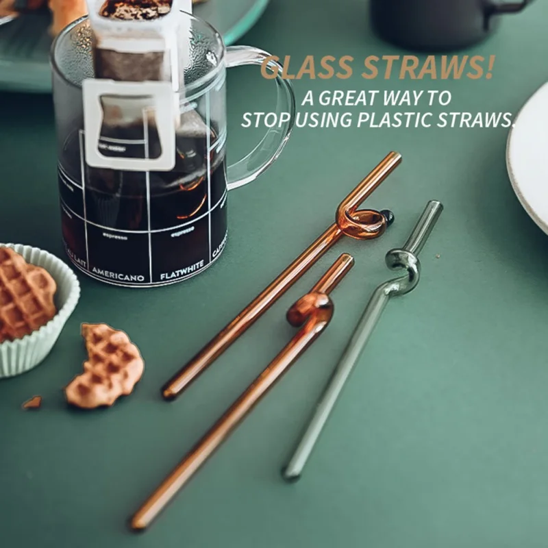 House Artistry Glass Straws Reusable Straws Heat Resistant Glass Straw Drinking Milk Tea Long Stem Glass Staw Wholesale