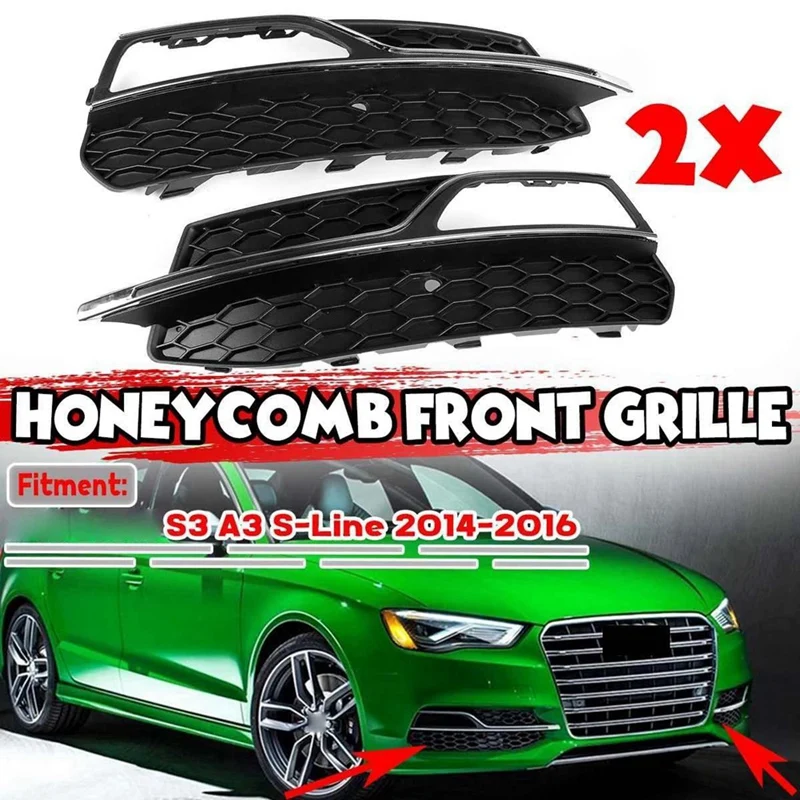 8V3807682L 8V3807682G Front Bar Fog Light Cover Honeycomb Mesh Grille Automobile for  S3 A3 S-Lines 2014-2016