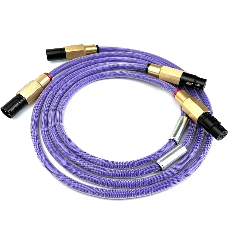 Pair Purple XLR Balanced Cable Male To Female Furutech FA-220 OCC Copper HiFi Audio Interconnect Line