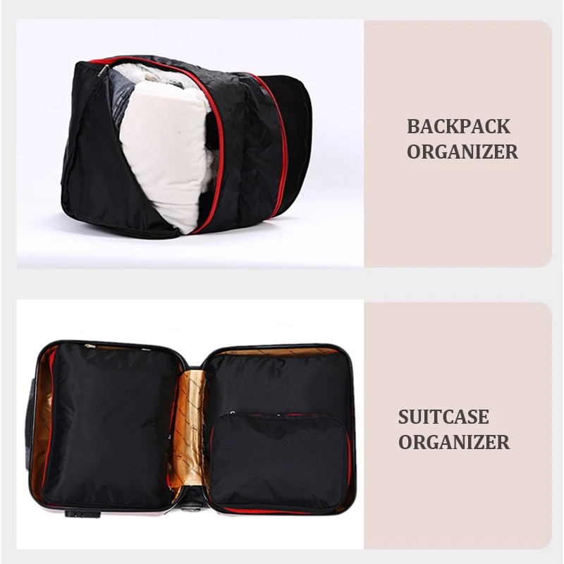 Сжимаемая дорожная сумка для хранения одежды, большая вместимость, 3 шт., упаковочные кубики, набор органайзеров, сжатый водонепроницаемый чемодан, упаковка