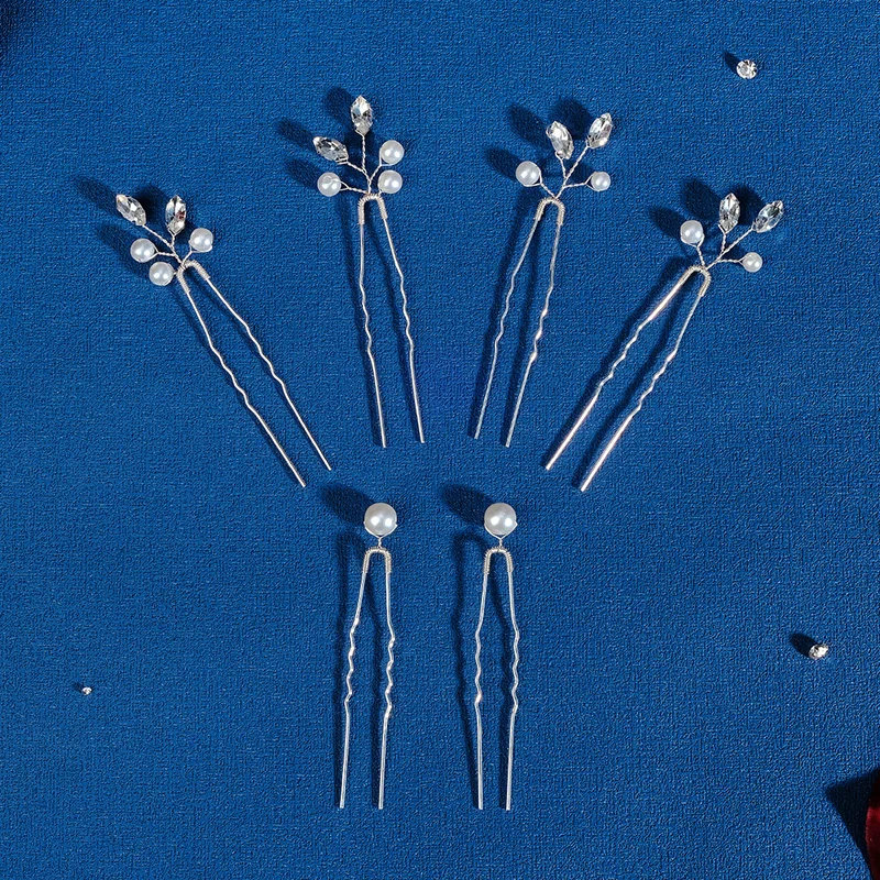 Blumen-Kristall-Haarspangen, Braut-Haarschmuck, U-förmiger Perlen-Haarschmuck, modisches Design, Kopfschmuck, Kopfbedeckung, Geschenk – Detail 9