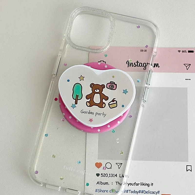 

INS Cute Cartoon Bear Phone Stand Grip Tok Griptok Japan Phone Holder for iPhone 17 16 15 Pro Max Foldable Phone Stand Holder